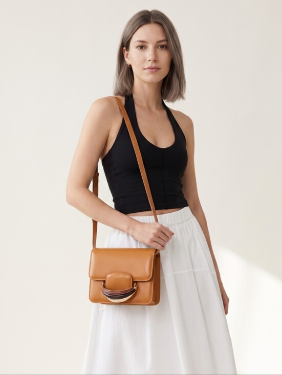 Chloe Handbags - Chloé Kattie Leather Crossbody Clutch Bag Camel Brown